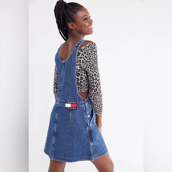 Tommy jeans denim top dungaree mini dress